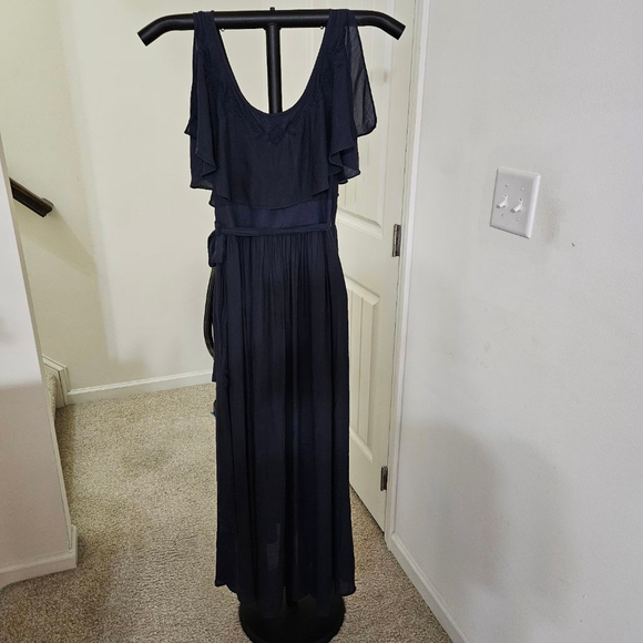 Women's Free People NWT Fiona Midnight Navy Embroidered High Low Wrap Dress M - Picture 7 of 10
